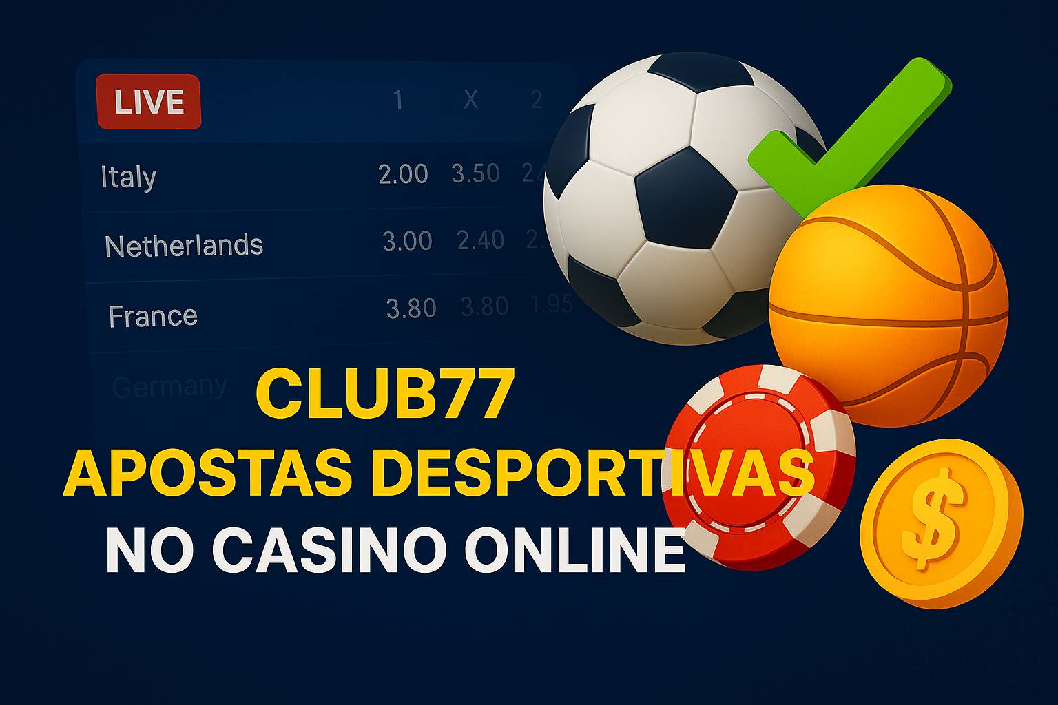 Apostas esportivas no cassino online CLUB77